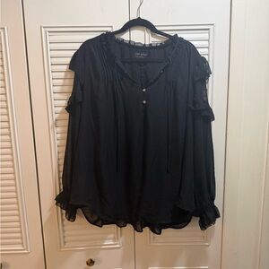 Lane Bryant Black Ruffled Blouse